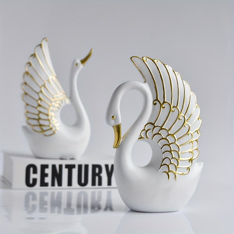 Resin Minimalist Swan Art Statue Ornaments, ins Style Light Luxury Two-Piece Home Decoration, Living Room TV Cabinet Sculpture