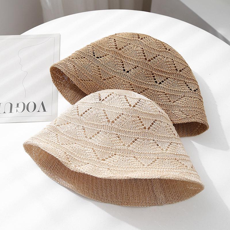 Women's Summer Hat Korean style Hollow Knitted Bucket Hat Casual Sunshade Fisherman Cap Sun Hat Female Sun Cap