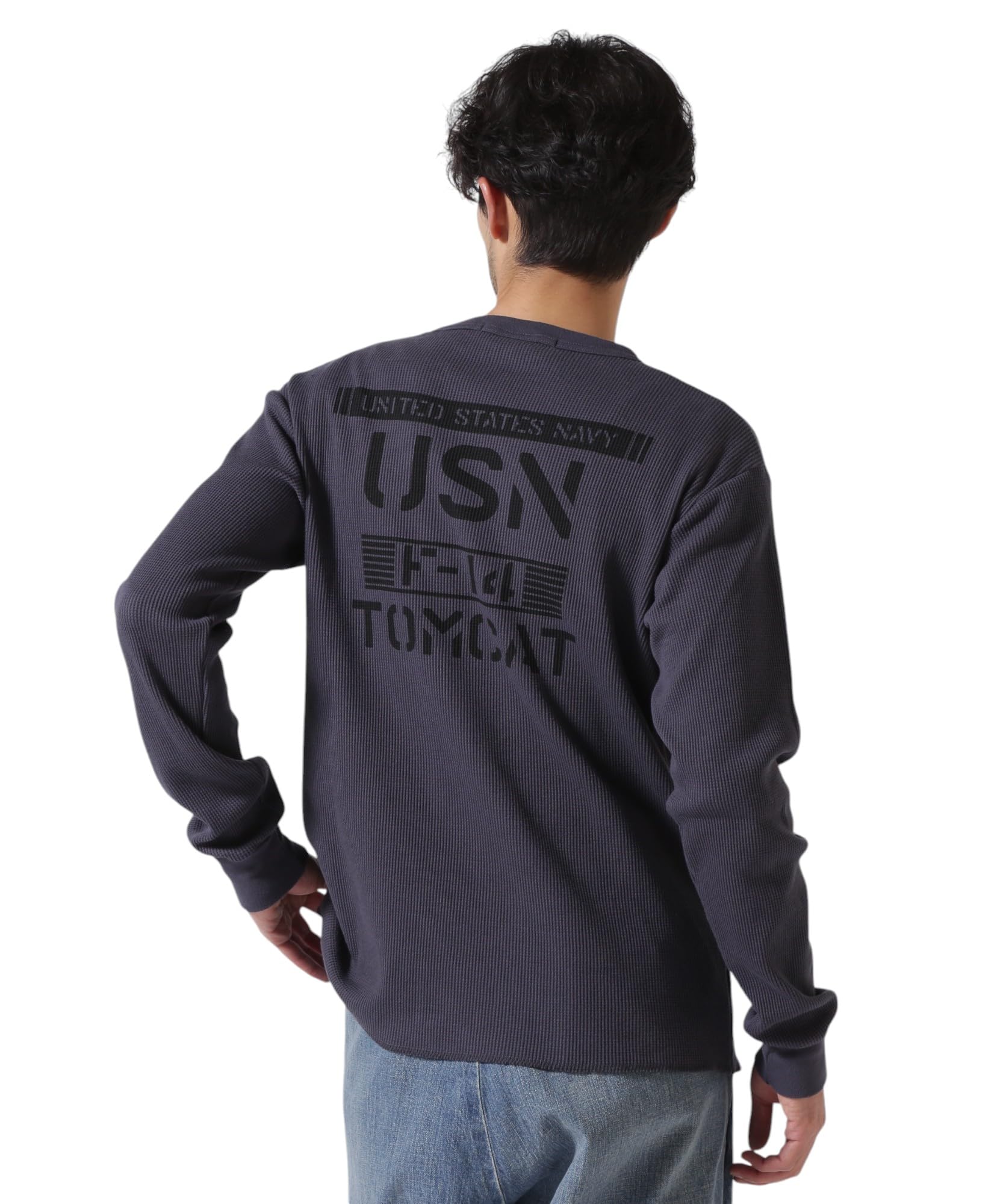 

Avirex MINI WAFFLE Long Sleeve Size T-SHIRT, Men s T-Shirt, M, 410, Charcoal, 783-5130015