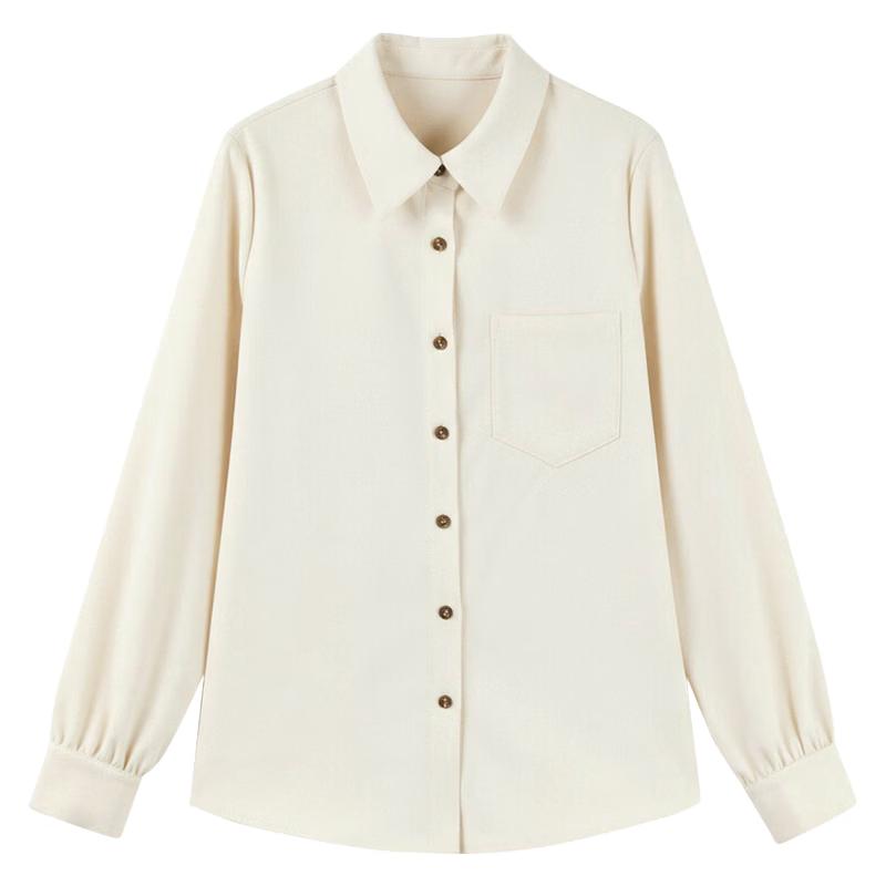 Qiusyiren Women s Classic Lapel Blouse L