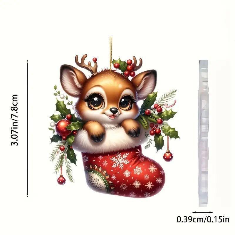 Holiday Pendant Car Cartoon Deer Design Acrylic Construction Festive Decoration