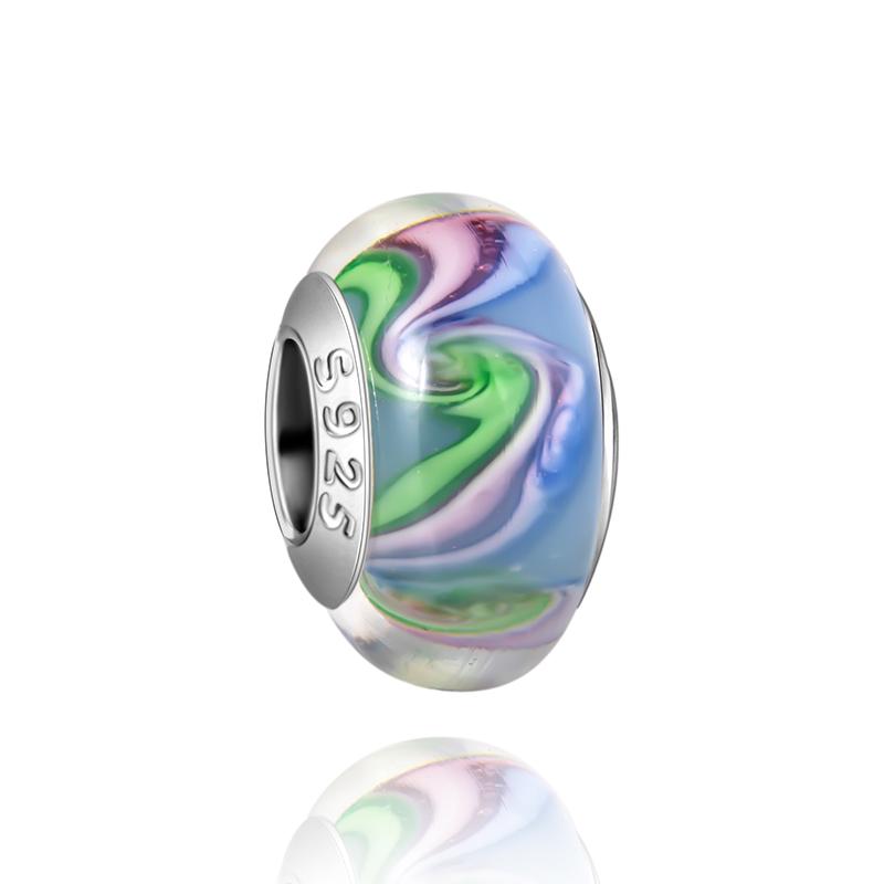 Matte Black Collection copper ThreeDimensional FlowerStriped Glass Bead Charms Compatible With Do It Yourself Bracelets Necklaces Exquisite Pieces P