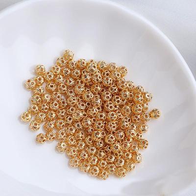 14K Gold-Filled Flower Hollow Beads for DIY Bracelets