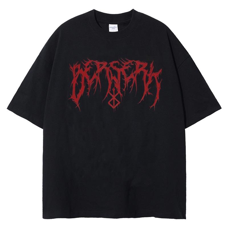 Harajuku Vintage Black Anime Print Men's Streetwear T-Shirt