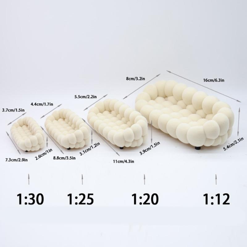 Tiny Dollhouses Accessories Plush Velvets Sofa For Miniature Scene Decoration Small Scale Furniture Bubble Couch