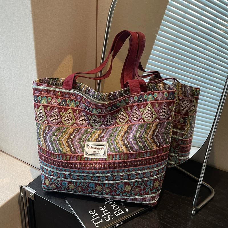 Large Capacity Ethnic Style Bag Women's Fashionable Tote Bag Women's Ins Style Versatile Shoulder Handbag