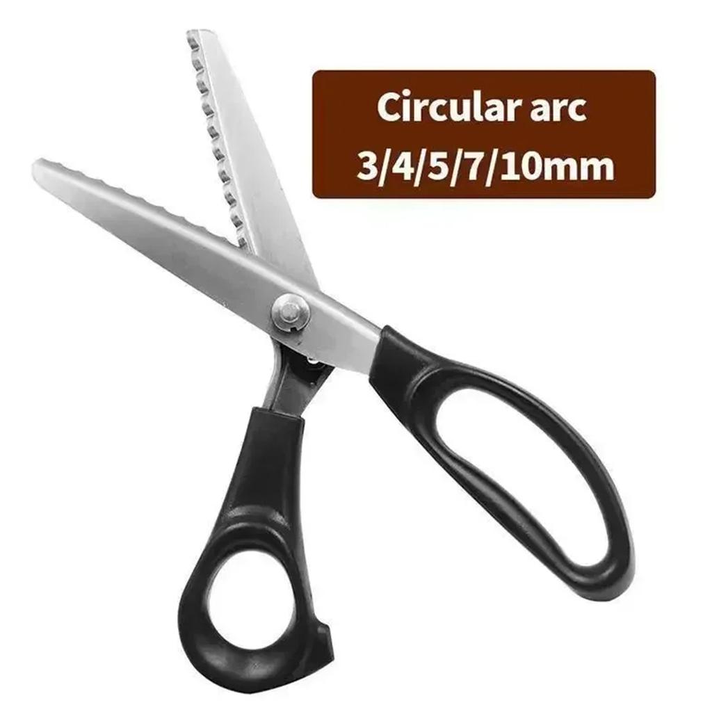 Stainless Steel Fabric Cloth Crafts Scissors, Triangle /Circle Arc Teeth Lace Dressmaking Zig Zag Cut Tailor's Sewing Shears