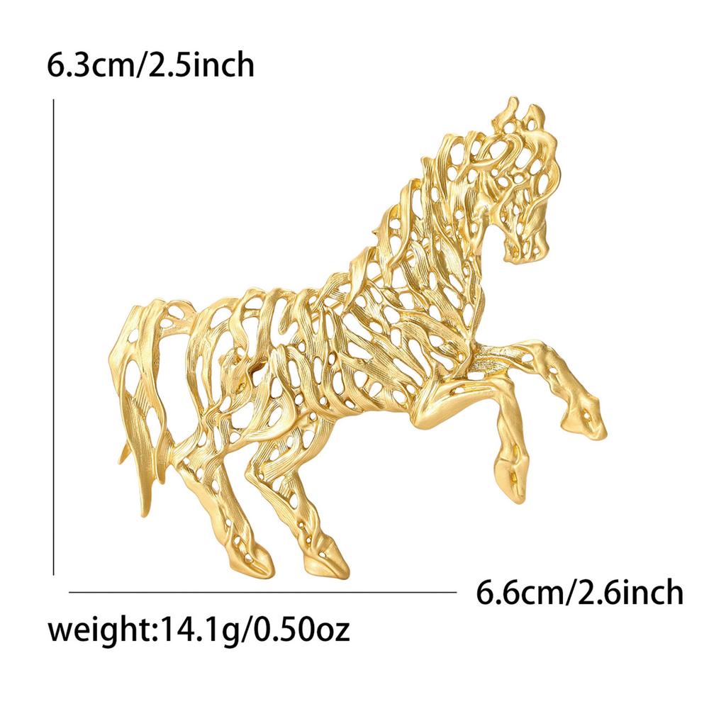Nuevo broche animal de caballo hueco estilo bosque personalizado