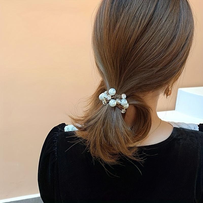 Simple And Elegant Faux Pearl Head Rope Hair Tie Elastic Band Ponytail Headband Hair Accessories