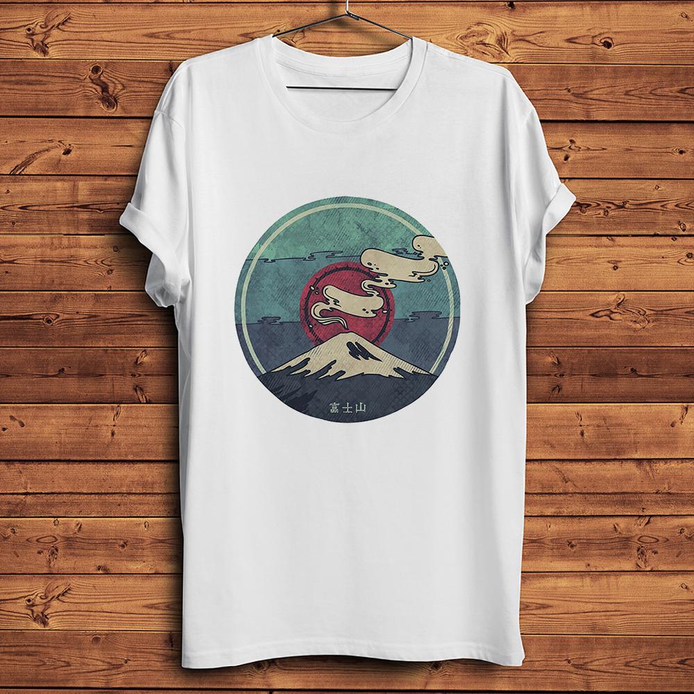 Mount Fuji Disc Funny Retro Artistic T ShirtUnisex Homme Summer New White Casual Cool Tshirtvintage Unisex TeeBreathable Print