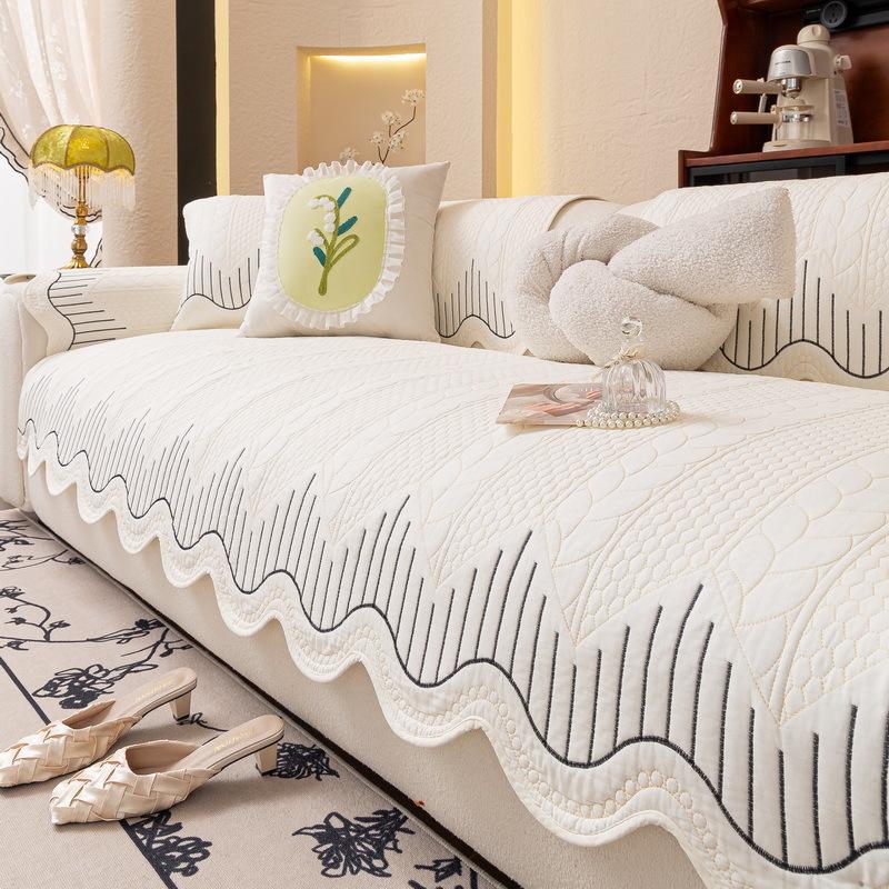 Cream Wind Cotton Sofa Cushion Fabric Universal In All Seasons  New Pure Cotton Seat Cushion Backrest Towel Non-Slip Cover