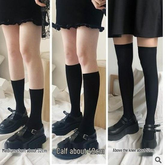 Women's Velvet Thigh High Stockings - Black Over Knee & Mid High Socks