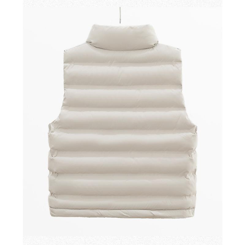 Women S Korean Style Short Waistcoat Stand Collar Zip Pocket Slim Fit Lightweight Vest
