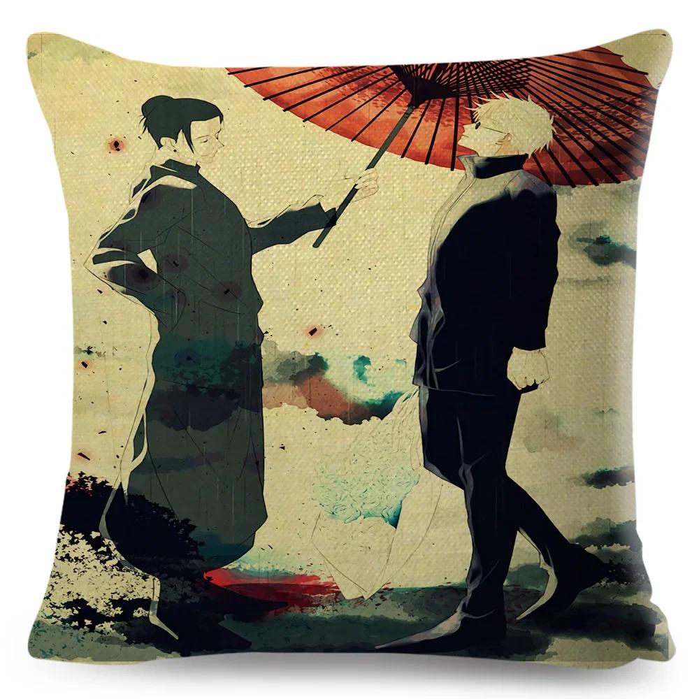 Jujutsu Kaisen Cushion Cover for Sofa Home Children Room Decor Cartoon Japanese Anime Print Pillowcase Polyester Pillow Case