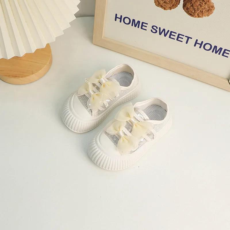 Girls Causal Shoes Summer Mesh Breathable Kids School Canvas Shoes Fashion Sequins Versatile Children Walking Shoes Hook Loop