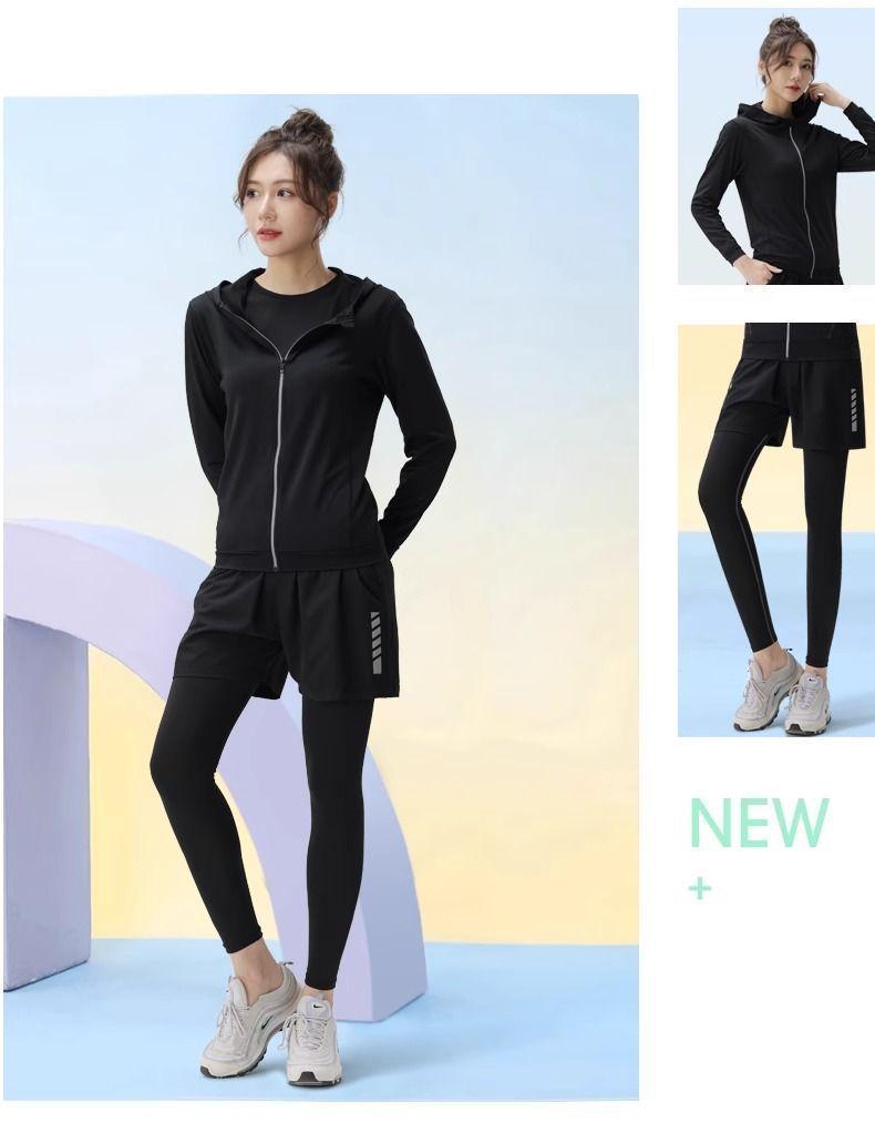 Women's Quick-Dry Fitness Wear Set: 5-Piece for Running, Basketball, Badminton, Morning Runs, Yoga – Autumn/Winter Collection.