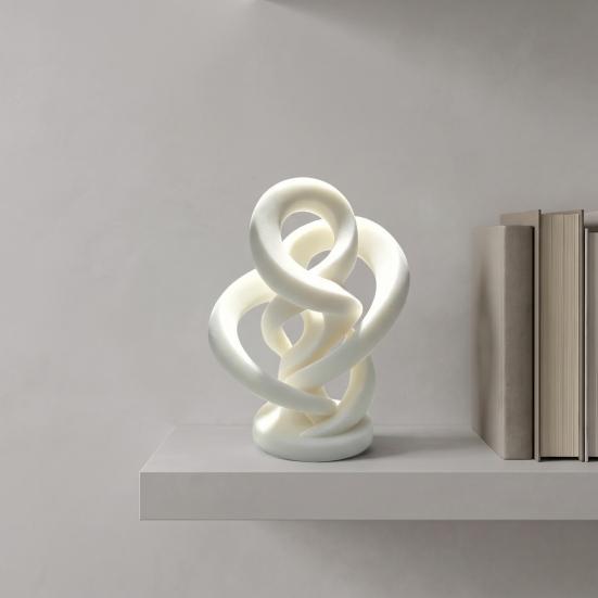 Zeitgenössische Büro Schreibtisch Dekoration Moderne Abstrakte Verdrehte Statue, 3D Gedrucktes Unendlichkeits-Twist-Ornament, Minimalistisches Weißes Band Ornament Künstlerisch