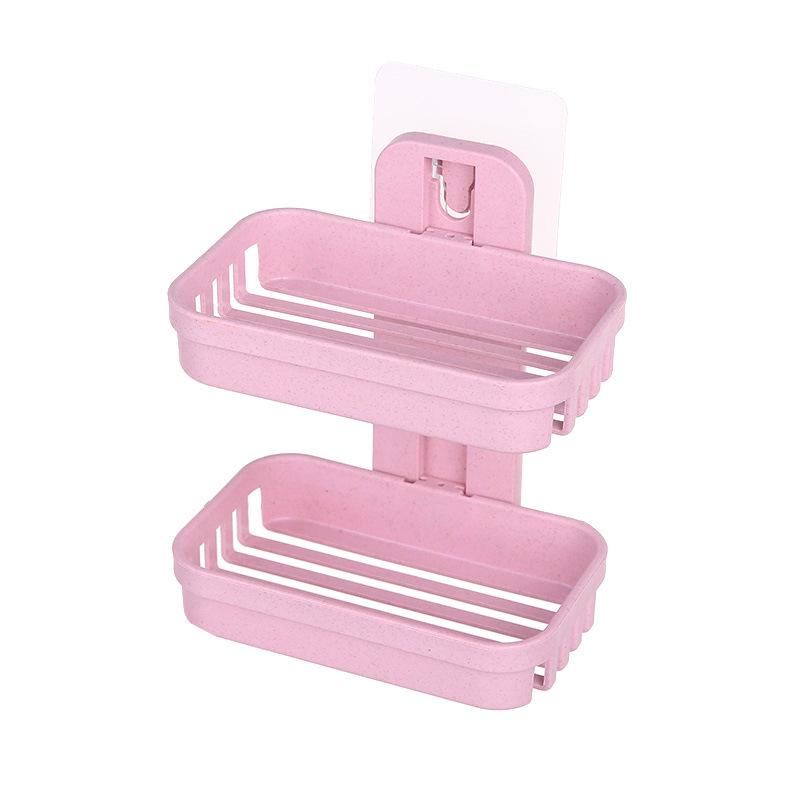 Double-Layer No-Drill Wall-Mounted Soap Dish and Bathroom Organizer