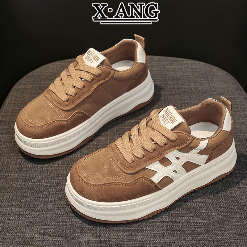 Leather thick baseplate shoes women's casual sports shoes autumn and winter new retro versatile little white shoes women's shoes