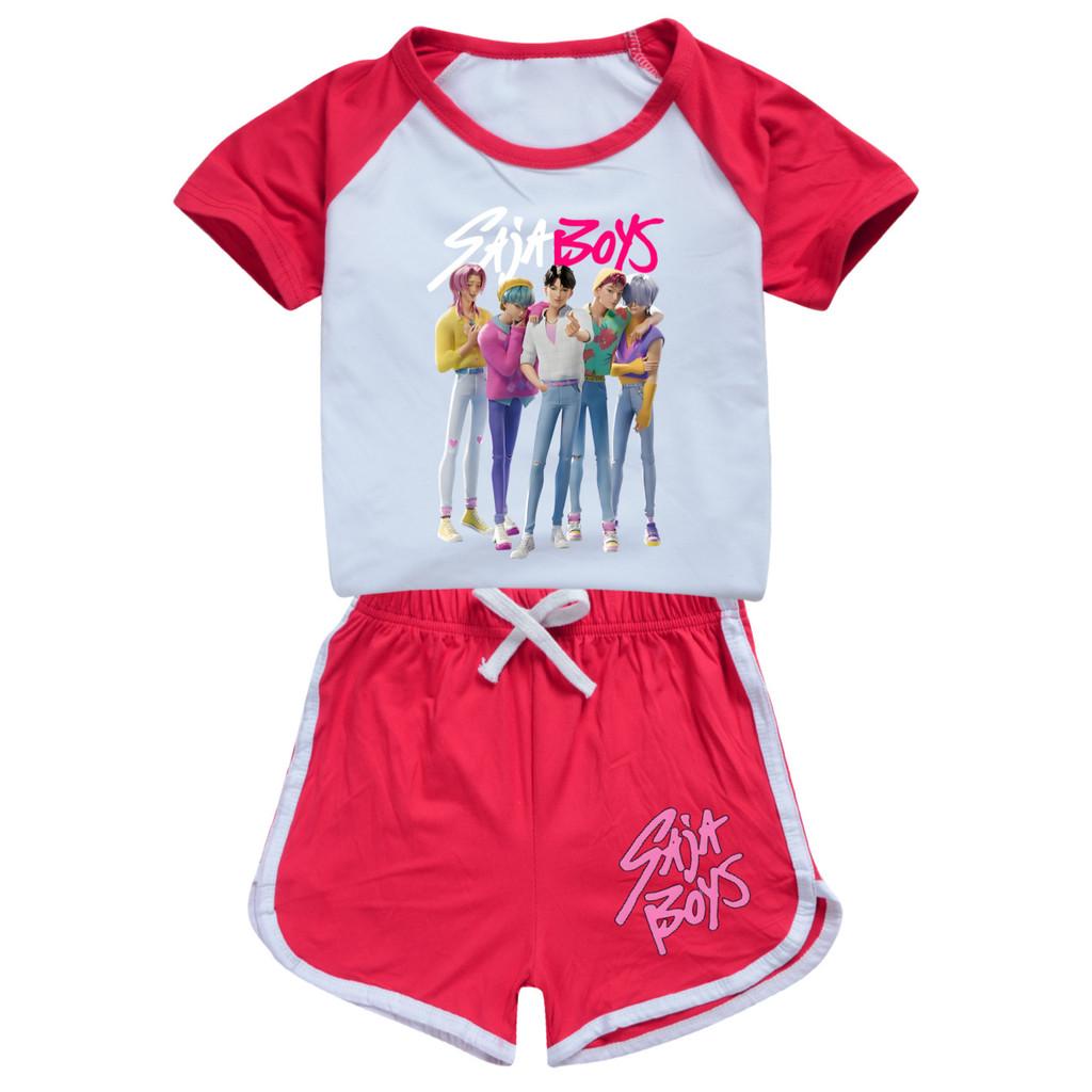 4986 Kids Girls Sajaboys POP Rumi Zoey Mira Print T-shirt Shorts Sport Tracksuit Clothes Set