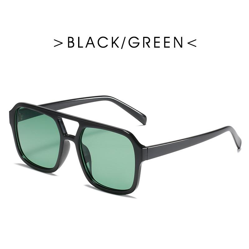 "Trendy Retro Double Beam Ocean Lens Sunglasses with Large Frame"