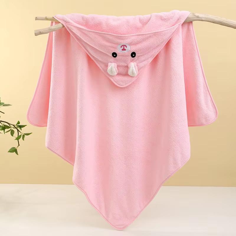 0-3Y Baby Shower Unisex Baby Bathrobe Flannel Cloak Cartoon Boy Girl Ultra-Soft Hooded Spa Robe Bath Towel Newborn Cover-Up