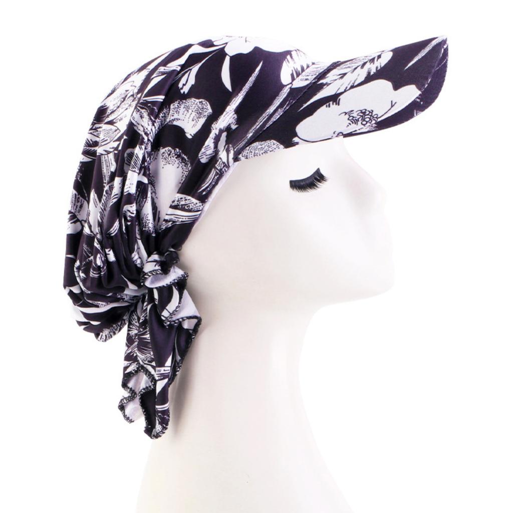 Cotton Bandana Cap with Visor Outdoor Sun Protection Hat Adjustable Headscarf Breathable Lightweight Headwear for Outdoor Activities