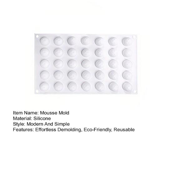 Mini Round Ball Shape Mold Food-Grade Silicone Baking Tray for Mini Mooncakes Chocolates Mousse 35-Cavity Easy-Release Kitchen Cake Decorating Tools