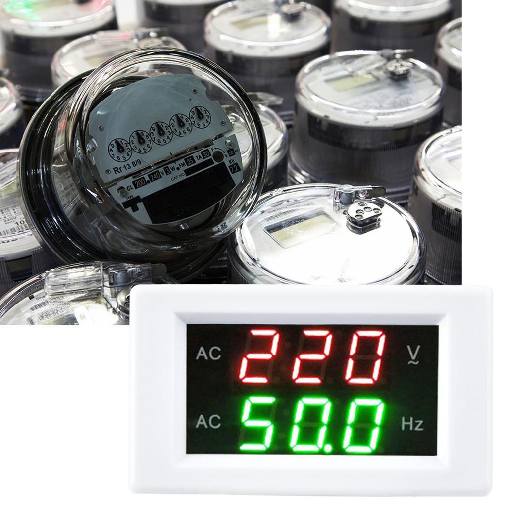 Generator Dual Display LED Digital AC Voltmeter Frequency Meter Testing Tool(White)