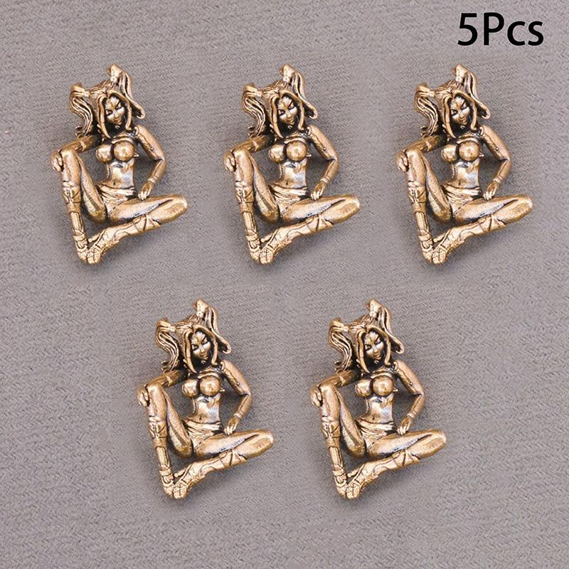 Figure di Ragazze Bellezza con Coda di Cavallo in Ottone Miniature Ornamenti da Scrivania Personaggi Metallici Retrò Modello Artigianato Decorazioni per la Casa Accessorio