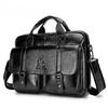 Men's briefcase 100% genuine leather business large capacity handbag waterproof