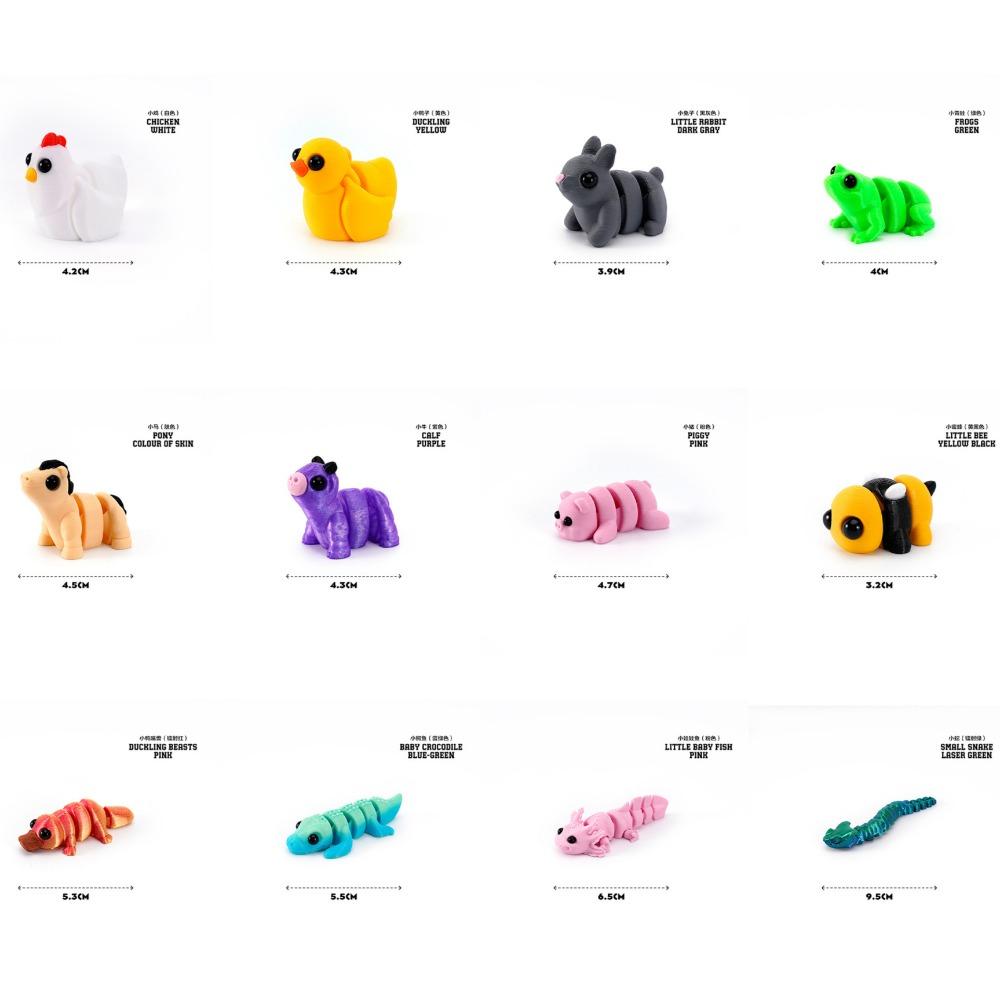3D Printed Animals Movable Joint Fidget Toy Figurine Simulation Animal Office Desktop Ornament  New Year Gifts Crafts Gift
