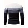 Color Block Striped Knit Sweater Crew Neck Slim Fit Fall Casual Daily Wear Top