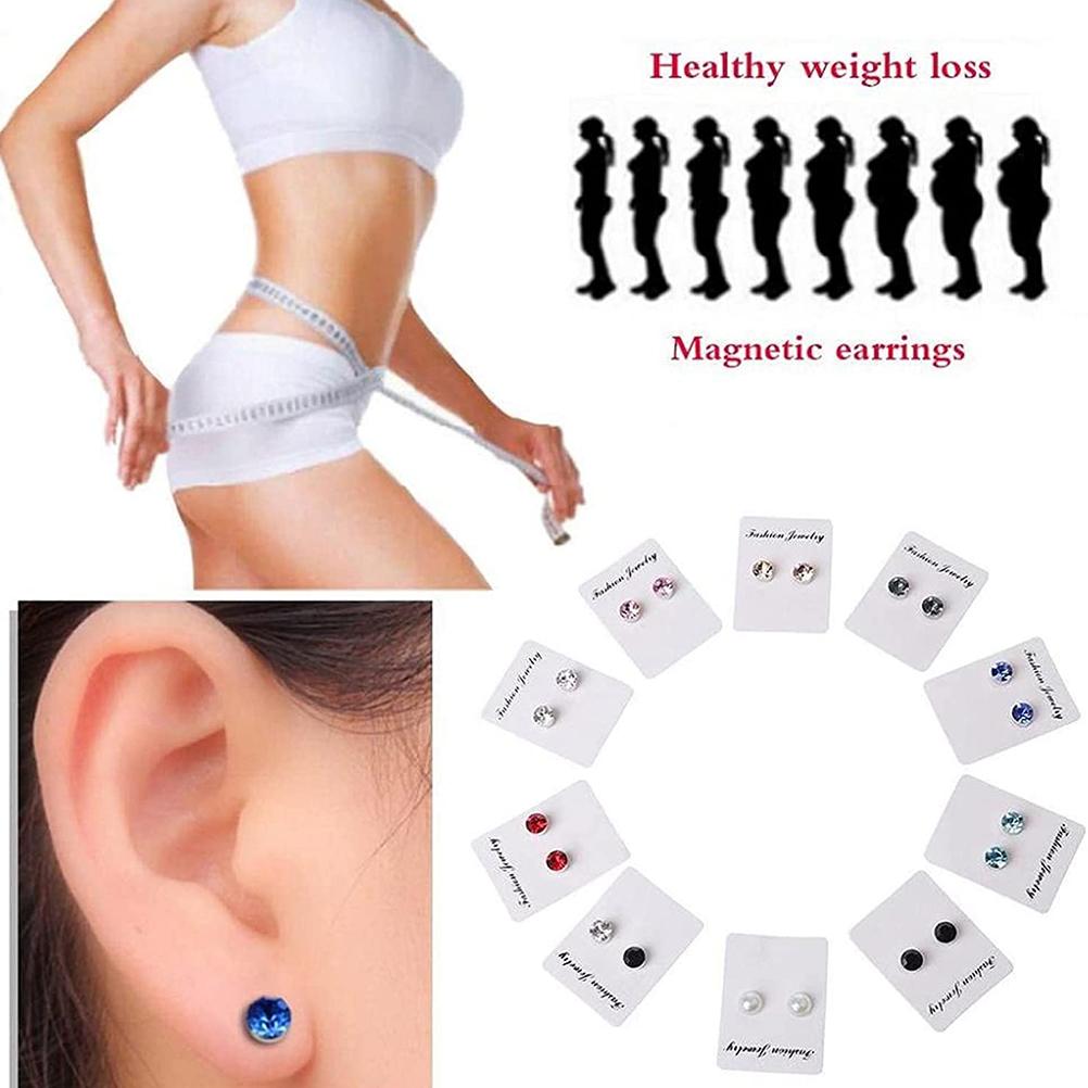 8 Pair of Magnetic Ear Stud Body Slimming Lose Weight Earrings Non Pierced Jewelry Gift