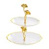 Shaped Two-Tier Serving Tray Elegant Snack Stand with Floral Supports