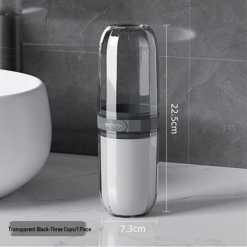 Convenient Travel Toothbrush & Mouthwash Cup Set with Storage - Essential for Easy Toiletry Organization