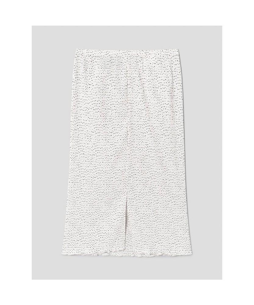 8SECONDS Pleated Dot Long Skirt White