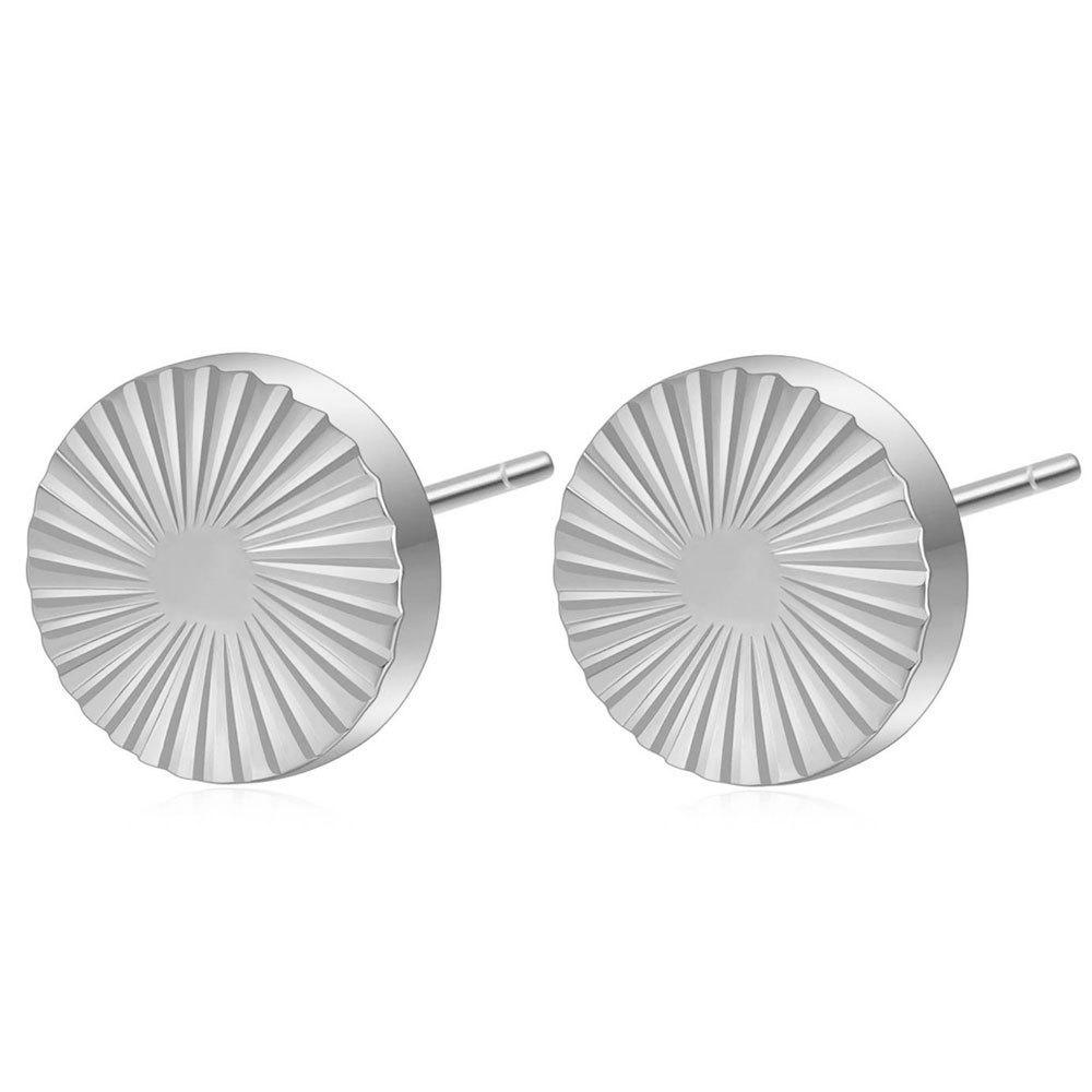18K Gold Sun Stripe Stainless Steel 8MM Stud Earrings for Women