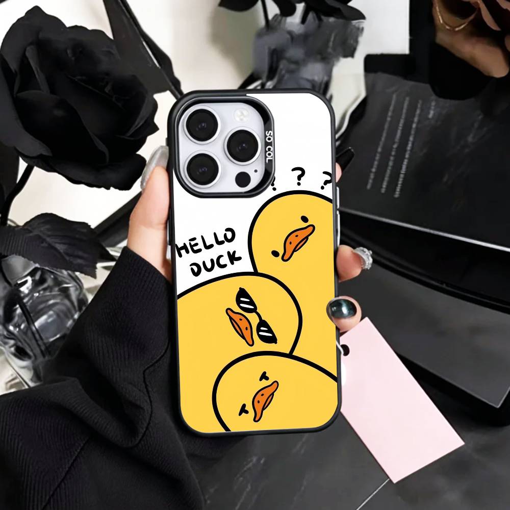 Adorable Yellow D-Duck   Phone Case For iPhone17,16,15,14,13,12,11 Plus,Pro Max Colored Silver Plated Inside Cover