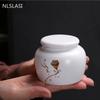Ceramic Tea Caddy Small Mini Portable Oolong Tea Storage Tank Travel Tea Boxes Powder Sealed Jar Tea Containers Spice Candy Jar
