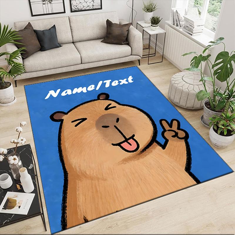 1PC Custom Name Groundhog Celebration Theme Floor Mat Ideal for Living Room, Game Rooms, Office, Bedroom,Floor Mat Playful Design