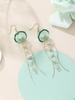 Women's Jellyfish Earrings - Geometric Tassels, Lightweight Dangle Earrings With Iridescent Jellyfish Pendant