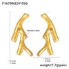 Qiong Yao Gold-Plated Irregular Tree Branch Dangle Earrings, Stainless Steel Studs, Colorfast Design