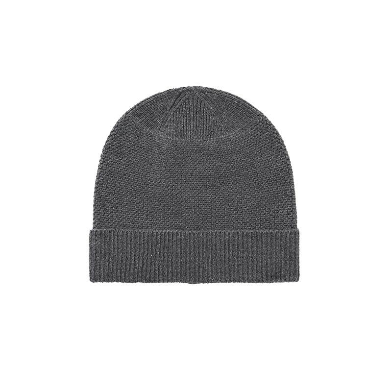 Cashmere Autumn and Winter Unisex High End Solid Color Knitted Outdoor Warm Heavyweight Thread Casual Cuff Hat