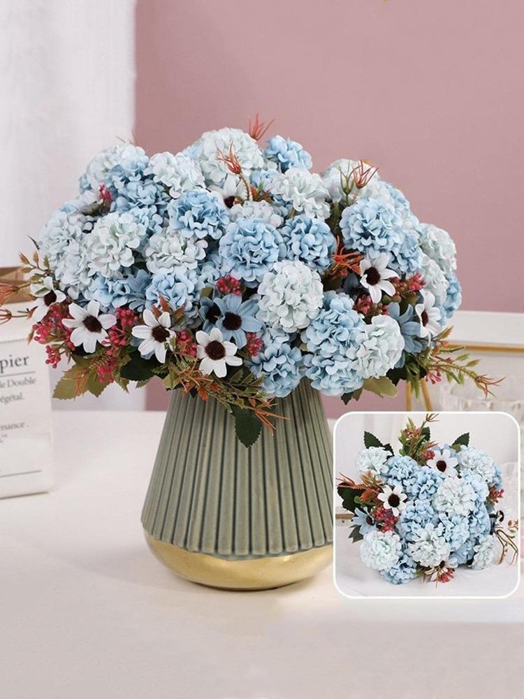3 svazky hedvábná hortenzie umělá květina kytice falešná květina pro domácí kutily dekorace na svatbu