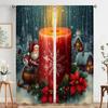 2pcs,2D Plane Printing Creative Curtains Christmas Candle Winter Village Scene (2) Versatile Fabric (without Rod) Decorations