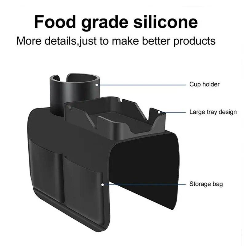 Plateau Porte-gobelet En Silicone Pour Accoudoir De Canapé De 20,3 Cm, Organiseur Flexible Pour Boissons, Collations Et Télécommandes, Design Anti-déversement Et Antidérapant, Gris