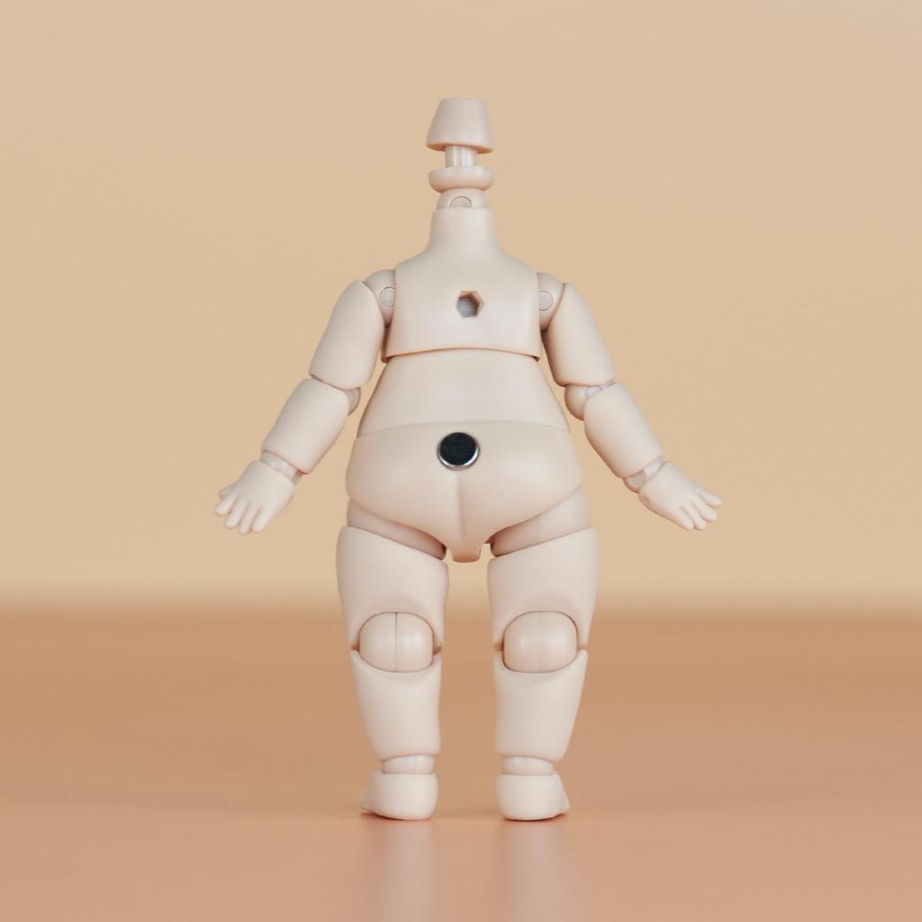 YMY 8.8cm Pear-Shaped Doll Body with YMY 1/12 Scale Cute Fat Action Figure, Light Tan, Suitable for New Year's Gifts, with 1/8 BJD and GSC Doll Heads