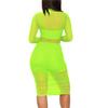 Europese En Amerikaanse Stijl Dames Mesh Jurk Sexy Nachtclub Drie Delig Set Met Top En Korte Broek