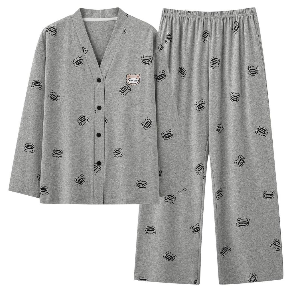 Women's Spring/Autumn Pure Cotton Floral Pajama Set - Long Sleeve, Casual, Home Wear, 2025 Edition